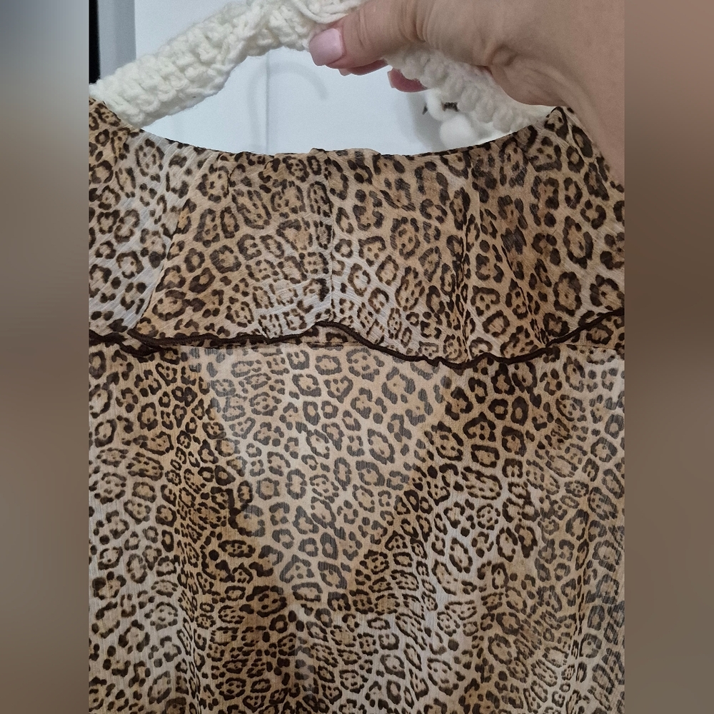 Zara Animal Print Ruffle Blouse/Bodysuit - Picture 4 of 8